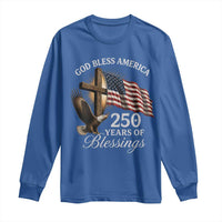 God Bless America 250 Years Of Blessings Long Sleeve Shirt US 250th Anniversary Bald Eagle American Flag