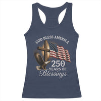 God Bless America 250 Years Of Blessings Racerback Tank Top US 250th Anniversary Bald Eagle American Flag