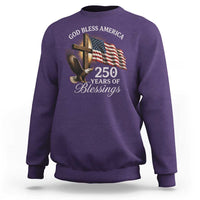 God Bless America 250 Years Of Blessings Sweatshirt US 250th Anniversary Bald Eagle American Flag