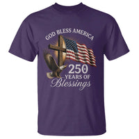 God Bless America 250 Years Of Blessings T Shirt US 250th Anniversary Bald Eagle American Flag