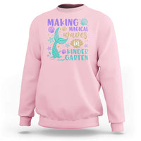 Making Magical Waves In Kindergarten Sweatshirt Mythical Mermaid Seashell Starfish - Wonder Print Shop