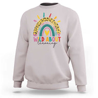 Back To School Sweatshirt Wild About Learning Leopard Rainbow - Wonder Print Shop