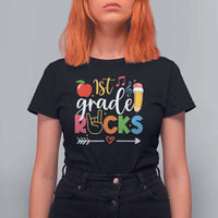 First Grade Rocks T Shirt For Women Back To School Pencil - Wonder Print Shop