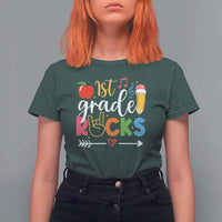 First Grade Rocks T Shirt For Women Back To School Pencil - Wonder Print Shop