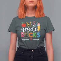 First Grade Rocks T Shirt For Women Back To School Pencil - Wonder Print Shop