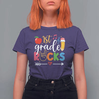 First Grade Rocks T Shirt For Women Back To School Pencil - Wonder Print Shop