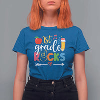 First Grade Rocks T Shirt For Women Back To School Pencil - Wonder Print Shop