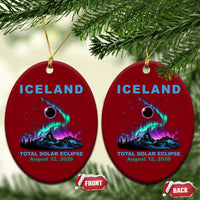 Iceland Total Solar Eclipse 2026 Ceramic Ornament August 12 Eclipse Totality Chaser Aurora Northern Lights