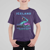Iceland Total Solar Eclipse 2026 T Shirt For Kid August 12 Eclipse Totality Chaser Aurora Northern Lights