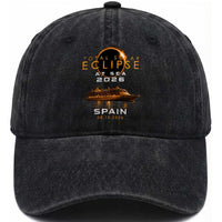 Spain Total Solar Eclipse 2026 At Sea Cruise Washed Cotton Baseball Cap