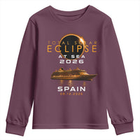 Spain Total Solar Eclipse 2026 At Sea Cruise Youth Sweatshirt
