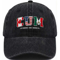 CUM Canada USA Mexico Patriotic Soccer Fans Washed Cotton Baseball Cap