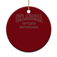 Oklahoma The Sooner State Sports Throwback Design Jersey Style Ceramic Ornament