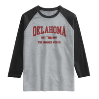 Oklahoma Sports Throwback Design Jersey Style Raglan Shirt