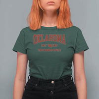 Oklahoma The Sooner State Sports Throwback Design Jersey Style T Shirt For Women