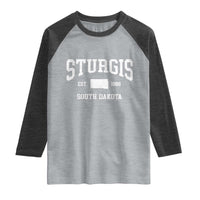 Sturgis South Dakota Est 1888 Raglan Shirt Vintage SD State Map Pride
