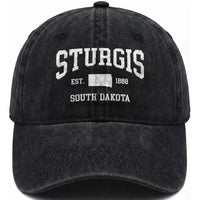 Sturgis South Dakota Est 1888 Washed Cotton Baseball Cap Vintage SD State Map Pride