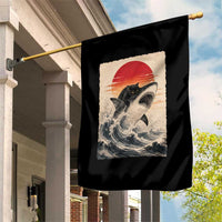 Black Cat Hunting Shark Ukiyo e Ocean Art Garden Flag Funny Japanese Style Graphic