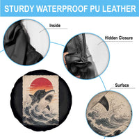 Black Cat Hunting Shark Ukiyo e Ocean Art Spare Tire Cover Funny Japanese Style Graphic