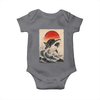 Black Cat Hunting Shark Ukiyo e Ocean Art Baby Onesie Funny Japanese Style Graphic