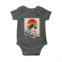 Black Cat Hunting Shark Ukiyo e Ocean Art Baby Onesie Funny Japanese Style Graphic