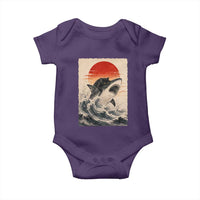 Black Cat Hunting Shark Ukiyo e Ocean Art Baby Onesie Funny Japanese Style Graphic