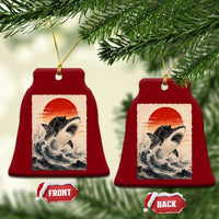 Black Cat Hunting Shark Ukiyo e Ocean Art Ceramic Ornament Funny Japanese Style Graphic