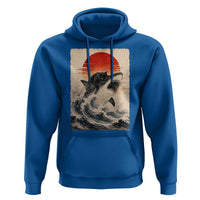 Black Cat Hunting Shark Ukiyo e Ocean Art Hoodie Funny Japanese Style Graphic