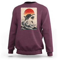 Black Cat Hunting Shark Ukiyo e Ocean Art Sweatshirt Funny Japanese Style Graphic