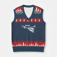 Boop Shark Meme V-Neck Knit Sweater Vest Funny Nose Touch Shark Lovers Ocean Life