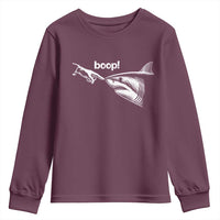 Boop Shark Meme Youth Sweatshirt Funny Nose Touch Shark Lovers Ocean Life
