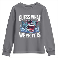 Funny Shark Guess What Week It Is Youth Sweatshirt Shark Awareness Support Ocean Summer