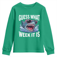 Funny Shark Guess What Week It Is Youth Sweatshirt Shark Awareness Support Ocean Summer