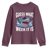 Funny Shark Guess What Week It Is Youth Sweatshirt Shark Awareness Support Ocean Summer