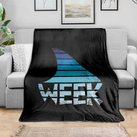 Funny Shark Fin Week Retro Ocean Wildlife Vintage Throw Blanket