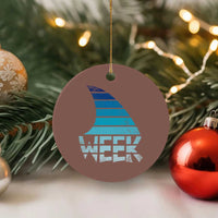Funny Shark Fin Week Retro Ocean Wildlife Vintage Ceramic Ornament
