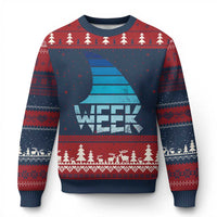 Funny Shark Fin Week Retro Ocean Wildlife Vintage Ugly Christmas Sweater
