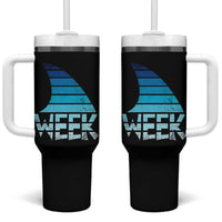 Funny Shark Fin Week Retro Ocean Wildlife Vintage Tumbler With Handle