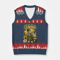 When Life Gives You Lemons Throw Them At People V-Neck Knit Sweater Vest Skeleton Lemon Jokes