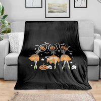 Funny Halloween Throw Blanket Ballerina Pumpkin Skeleton Pumpkin Flower - Wonder Print Shop