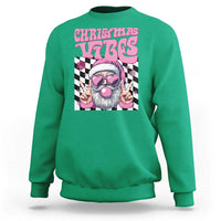 Funny Pink Santa Christmas Sweatshirt Christmas Vibes Checkboard - Wonder Print Shop