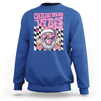 Funny Pink Santa Christmas Sweatshirt Christmas Vibes Checkboard - Wonder Print Shop