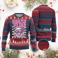 Funny Pink Santa Xmas Ugly Christmas Sweater Xmas Vibes Checkboard - Wonder Print Shop