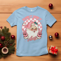 Funny Christmas T Shirt Holly Jolly Vibes Retro Pink Santa - Wonder Print Shop