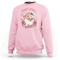 Funny Christmas Sweatshirt Holly Jolly Vibes Retro Pink Santa - Wonder Print Shop