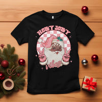 Funny Pink Christmas Retro Black Santa T Shirt Holly Jolly Vibes - Wonder Print Shop