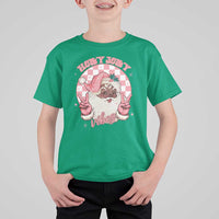 Funny Pink Christmas Retro Black Santa T Shirt For Kid Holly Jolly Vibes - Wonder Print Shop
