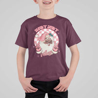 Funny Pink Christmas Retro Black Santa T Shirt For Kid Holly Jolly Vibes - Wonder Print Shop