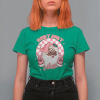 Funny Pink Christmas Retro Black Santa T Shirt For Women Holly Jolly Vibes - Wonder Print Shop