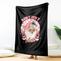 Funny Christmas Throw Blanket Holly Jolly Vibes Retro Pink Santa - Wonder Print Shop